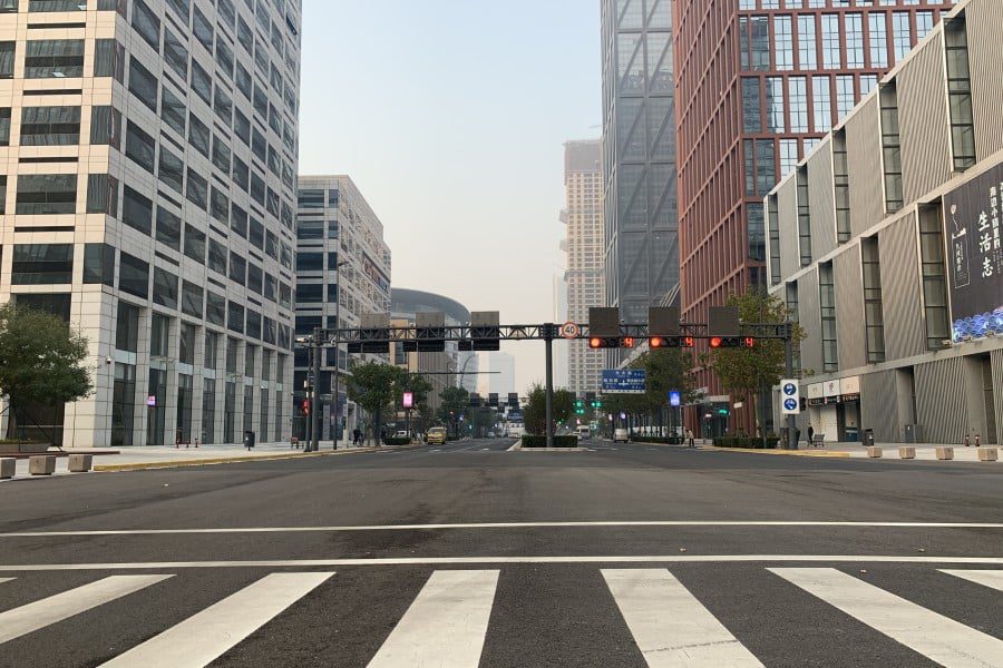 Manhattan view from zebra crossing